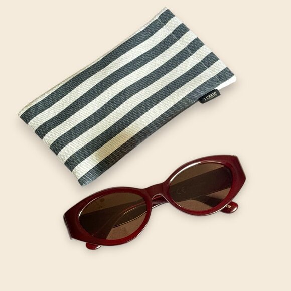 J. Crew Beveled Oval Sunglasses, Milky Red, NWOT - Picture 2 of 5